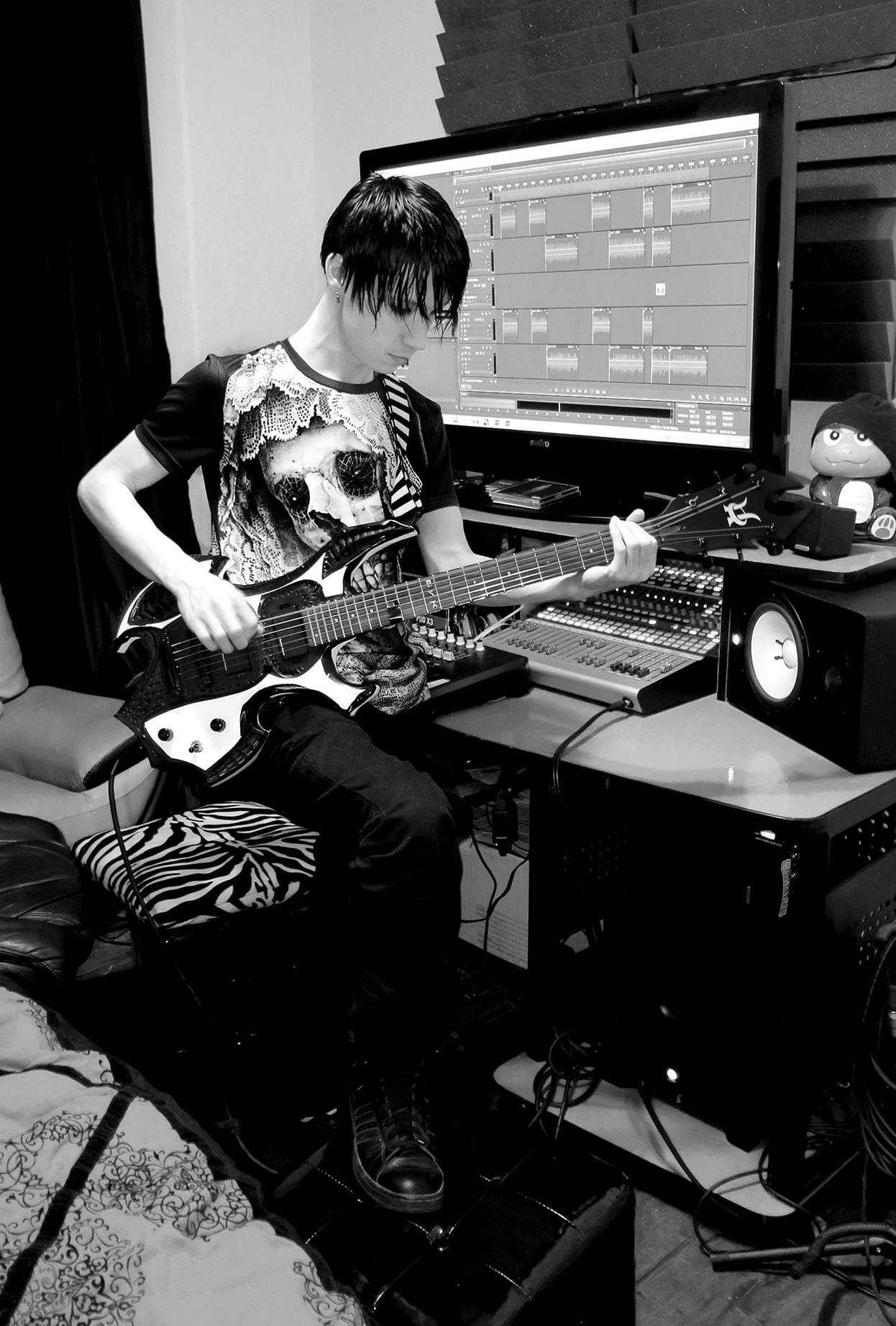 Patrick Tracking Guitars at Harsh World Studio